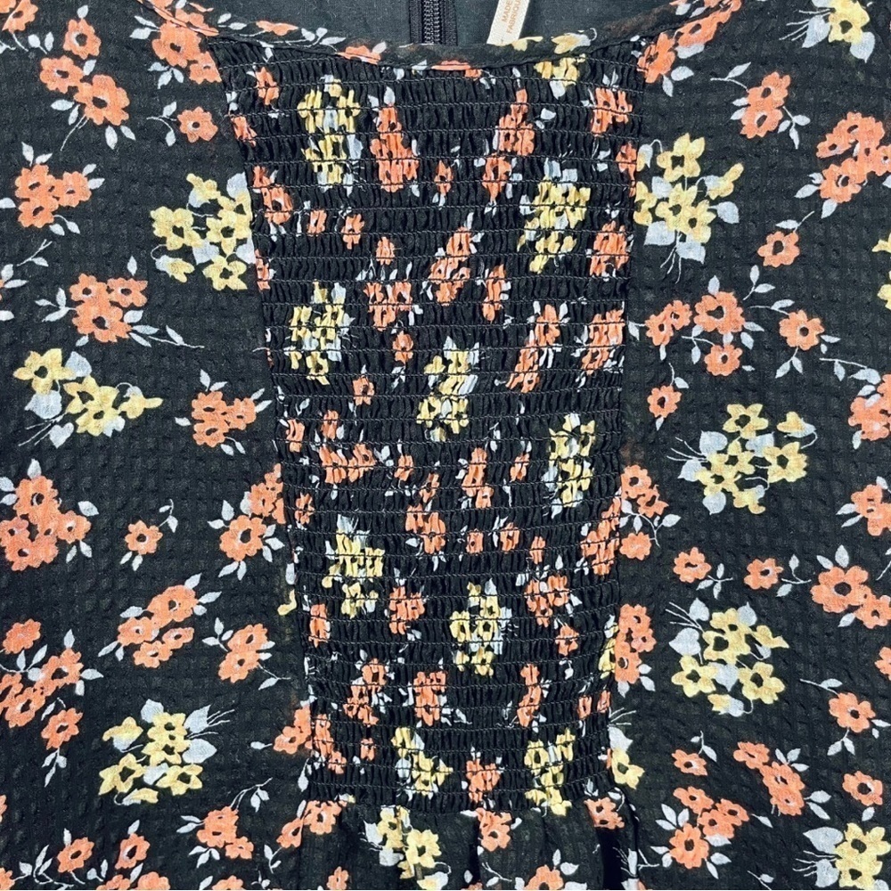 Free People Doll Pants Chiffon Baby Doll Ditsy Floral Dress w/ Smocked Bodice 2 - Picture 7 of 10